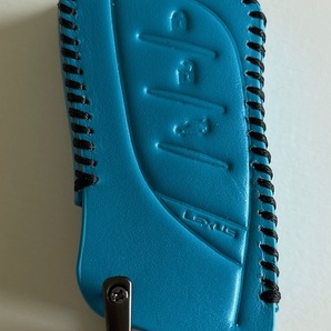 牛革ジャストフィット レクサス スマートキーケース UX LC ターコイズブル1