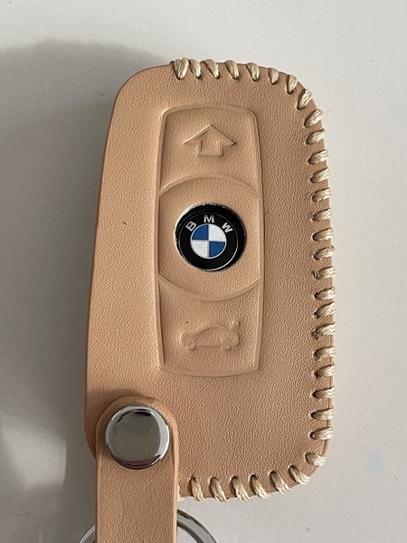 牛革ジャストフィット BMW スマートキーケース Eシリーズ ベージュ色 1