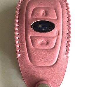 牛革ぴったり収まる レヴォーグ スマートキーケース インプレッサ ピンク色 1