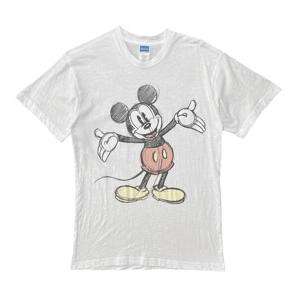 USA 古着 メキシコ製 Disney ディズニー ミッキーマウス Tシャツ プリント ホワイト クルーネック メンズM BA3602