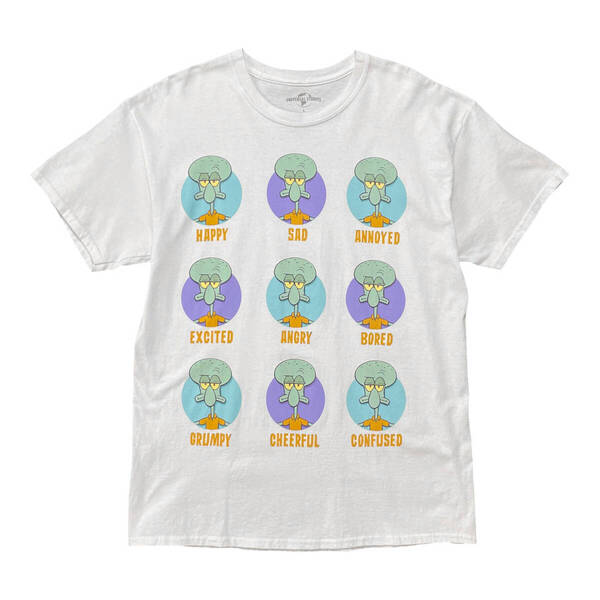 タグ付き 未使用 USA 古着 アニメ スポンジボブ イカルド Tシャツ プリント ホワイト メンズL クルーネック BA3617