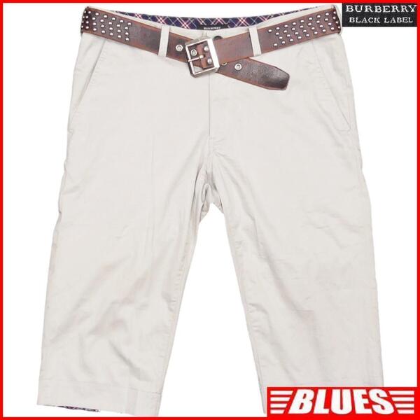 即決★BURBERRY BLACK LABE★W32位 ハーフパンツ 廃盤 バーバリーブラックレーベル メンズ 76 ライトグレー 三陽商会 ナイト刺繍