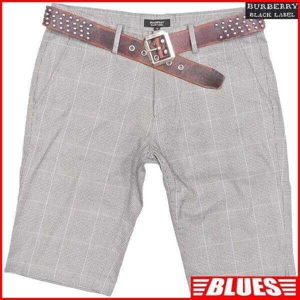 即決★BURBERRY BLACK LABE★W32位 ハーフパンツ 廃盤 バーバリーブラックレーベル メンズ 76 ライトグレー 三陽商会 ナイト刺繍