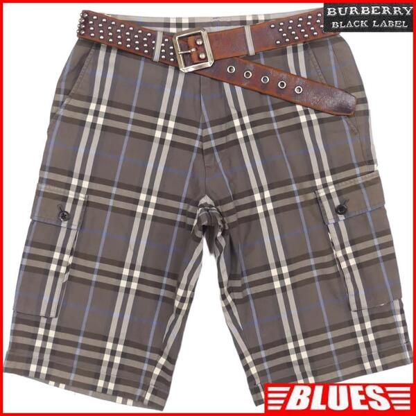 即決★BURBERRY BLACK LABE★W28位 ハーフパンツ 廃盤 バーバリーブラックレーベル メンズ 76 グレー ノバチェック 三陽商会