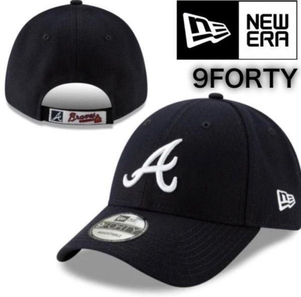 ニューエラ キャップ 帽子 ナインフォーティ 9FORTY ブレーブス ネイビー ベースボールキャップ MLB ベルクロ 男女 NEWERA 9FORTY 新品