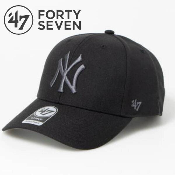 47BRAND キャップ 帽子 フォーティーセブン ブランド ヤンキース ブラック×チャコール MLB オールシーズン ユニセックス 47BRAND MVP 新品