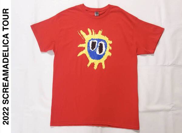 【送料無料】新品同様 2022年 PRIMAL SCREAM スクリーマデリカツアー Tシャツ メンズ L 赤 SCREAMADELICA バンドT ヴィンテージ
