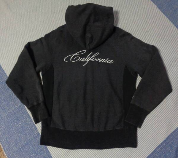 M/RHC/RonHermanロンハーマン×Championチャンピオン/コラボ別注/ビンテージウォッシュ加工/ジップアップパーカー/スウェット/ブラック