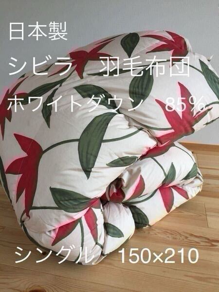 冬用 新品【シビラ】羽毛布団(150×210)シング(フローレス)ベージュ 【シビラ掛カバー ダウンケット タオルケット 枕出品中です】