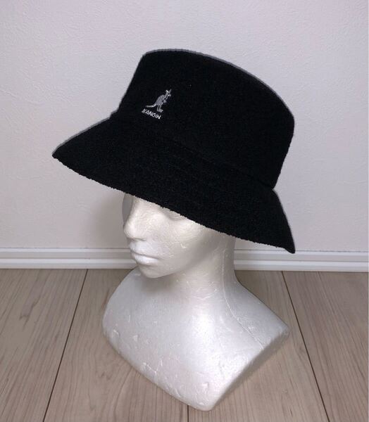 美品 KANGOL Bermuda Bucket K3050ST M カンゴール バミューダ バケット バケットハット ブラック 黒 メトロハット ベルハット 男女兼用 M