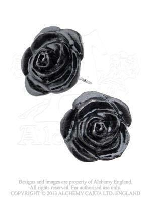 ALCHEMY GOTHIC: BLACK ROSE STUDS ピアス