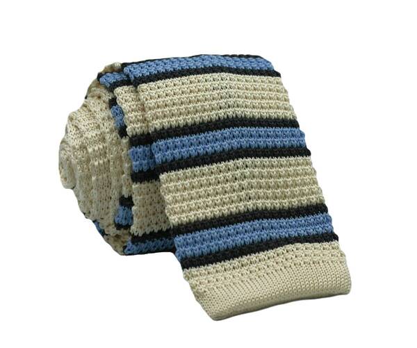 【新品】送料無料 Helios BORDER KNIT TIE NATURAL・ニットタイ・メンズ・ビジネス・フォーマル・カジュアル・冠婚葬祭・ボーダー