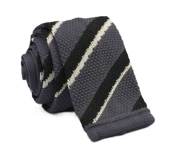 【新品】送料無料 Helios BIAS KNIT TIE GRAY・ニットタイ・メンズ・ビジネス・フォーマル・カジュアル・冠婚葬祭・プレゼント・ボーダー