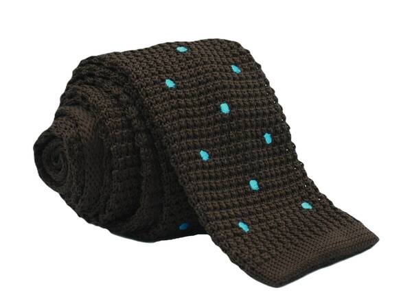 【新品】送料無料 Helios DOT KNIT TIE BROWN・ネクタイ・ニットタイ・メンズ・ビジネス・フォーマル・カジュアル・冠婚葬祭・ドット柄