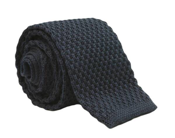 【新品】送料無料 Helios 鹿の子 SOLID SILK KNIT TIE NAVY・ニットタイ・シルク・メンズ・ビジネス・フォーマル・カジュアル・日本製