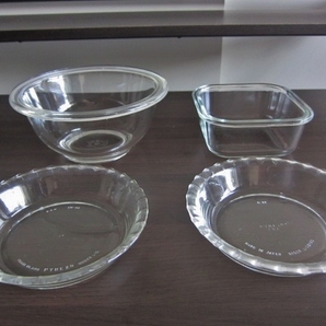 美品 キッチン 調理器具 ガラス皿 綺麗め 耐熱皿 PYPEX206 MADE IN JAPAN UNDER LICENSE TRADE MARK PEYREX IWAKI GLASS UNDER LIC 5点set
