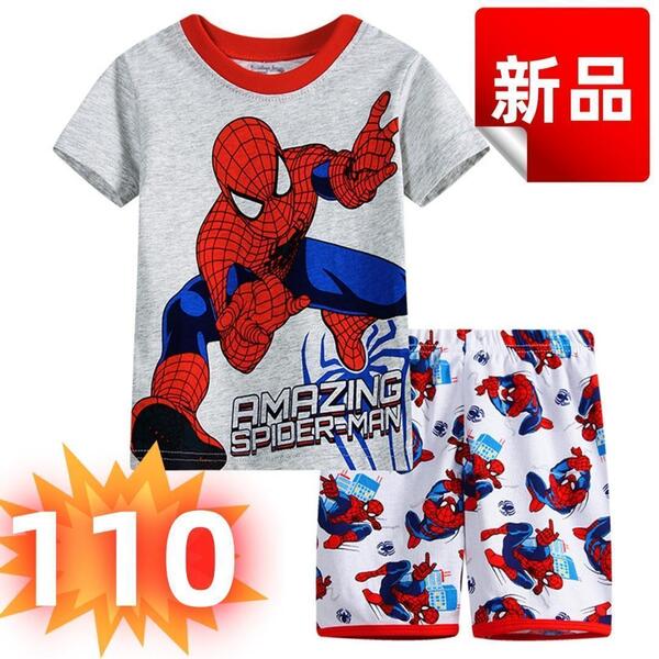 新品スパイダーマン 子供パジャマ 半袖Tシャツ&ショートパンツ 110cm