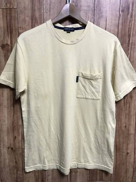 送無♪SIMPLE LIFEシンプルライフ♪胸ポケ付き 無地Tシャツ・黄土色系・L