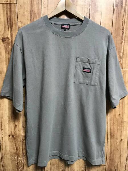 送無♪Dickiesディッキーズ♪胸ポケ付き 無地Tシャツ・モスグリーン系・L
