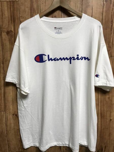 送無♪Championチャンピオン♪ロゴプリントTシャツ・ホワイト・XL