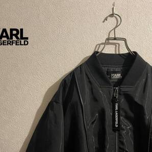 ◯ KARL LAGERFELD ジップ デザイン MA-1 ジャケット / カールラガーフェルド ボンバー ブラック 黒 S Mens #Sirchive