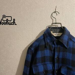 ◯ Vintage 70s WOOLRICH ブロック チェック ウール シャツ / ウールリッチ バッファロー ブルー 青 S Mens #Sirchive