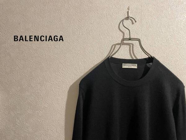 ◯ BALENCIAGA カシミア クルーネック ニット / バレンシアガ ショート ブラック 黒 36 Ladies #Sirchive