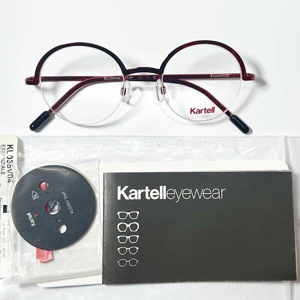 処分価格 Kartell KL035V04 純正新品 イタリア社 カルテル / 赤 / 丸メガネ / 純正ケース他付属付
