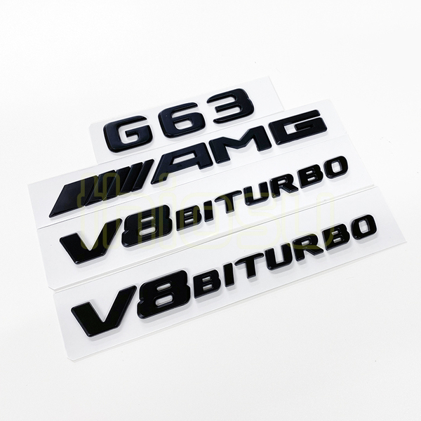 BENZ 社外品 W465 W464 W463A AMG G63 V8 BITURBO×2 エンブレムセット Gクラス マットブラック 艶無 リア トランク サイド 純正同型