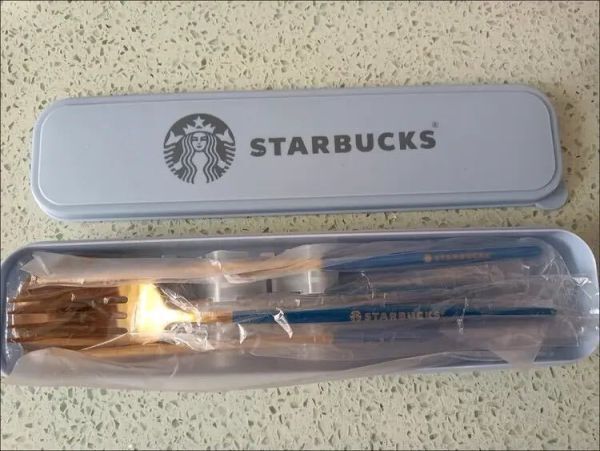 海外限定スタバ スターバックス カトラリー 食器セット ブルー