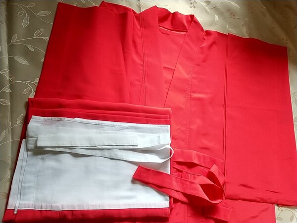 美品◆踊り◆赤い二部式◆上半襦袢 下東スカート ◆サイズ