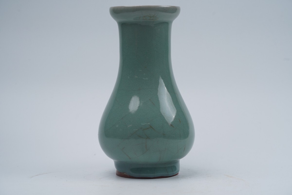 宋時代 龍泉窯青磁琮式瓶 共箱 時代品 伝世品焼物 歴史唐物 ウブ