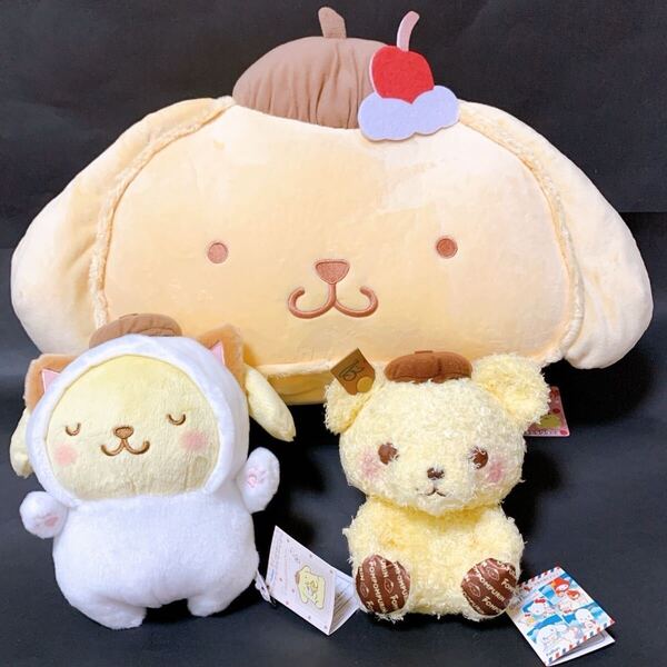 新品未使用【794】サンリオ ぬいぐるみ 3点 ポムポムプリン ハーフケーキクッション なかよしこねこぬいぐるみ ベイビーコトンぬいぐるみ
