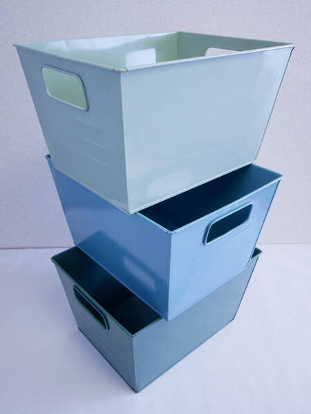 スチール ボックス 箱 3セット 鉄 BOX 棚箱 レトロ調 アンティーク調 デザイン