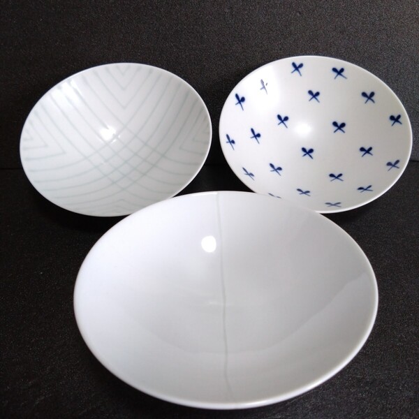 未使用 波佐見焼 白山陶器 森正洋 飯碗3個 お祝い レストラン 新生活 おもてなし 節句