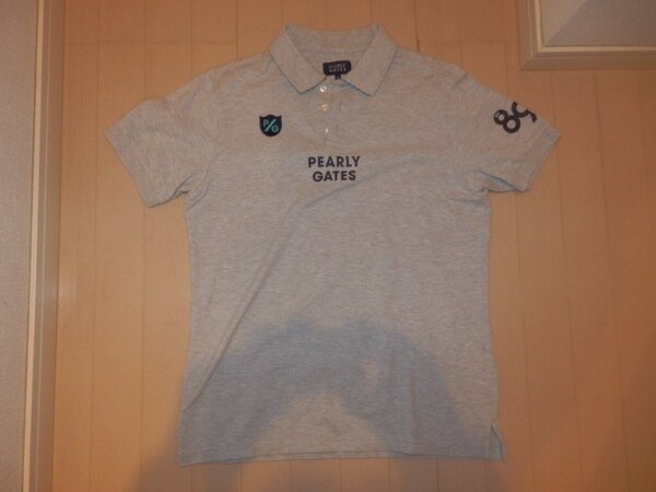 美品 認識タグ有★PEARLY GATES パーリーゲイツ★人気半袖ポロシャツ グレー 2022年モデル★サイズ5 L