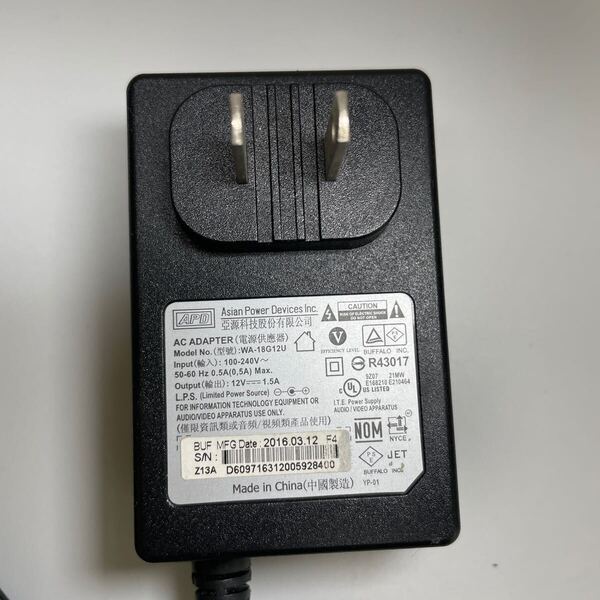 No.2415 BUFFALO ACアダプター WA-18G12U