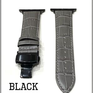 38 40 41 42 44 45 46 49 SE ultra Apple Watch カスタムレザーベルト 本革レザーバンド 全サイズ在庫あり グレイ×ブラック