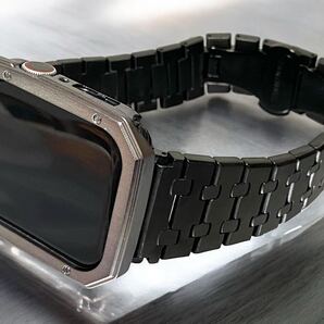 アップルウォッチ カバー ケース 40 41 44 45 49 ultra SE Apple Watch ベルト バンド ガンメタミラーブラック