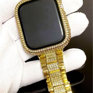 46mm 42mm入荷 アップルウォッチ キラキラ カバー ケース 画面付き バンド ベルト ジルコニア カスタム ランウェイ ゴールド