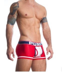 超COOL★【PUMP!】Lサイズ 赤 399/1 ナイロンメッシュ ローライズボクサー メンズ 男性下着 Paypay N ラスト