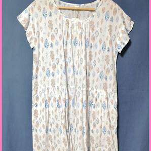 WH‐445☆夏☆新品☆送料込み☆即決☆ナチュラル系☆綿レーヨン☆M☆チュニック☆オフホワイト系☆ティアード☆透け感有り☆葉っぱ柄