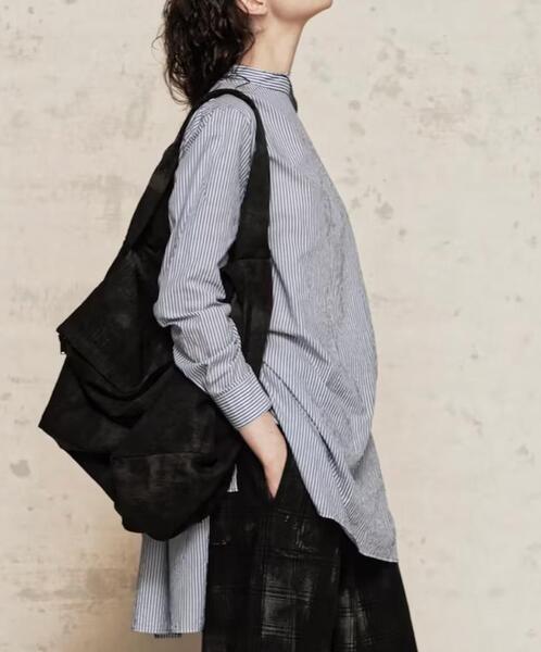 24SS 美品 Y's ワイズ ヨウジヤマモト コットンストライプ バックタイブラウス 長袖シャツ ブルーストライプ Sサイズ 青