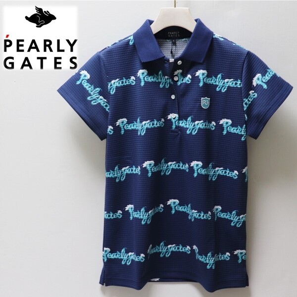 《PEARLY GATES パーリーゲイツ》新品 定価20,900円 凹凸ワッフル天竺コットン 泡ロゴポロシャツ ゴルフウェア デイリーユース 1(M) S1679