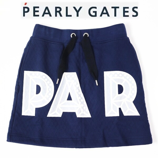 《PEARLY GATES パーリーゲイツ》新品 定価26,400円 ビッグロゴ ダイヤ柄ジャガードスカート ゴルフウェア 0(W64~72)S1753