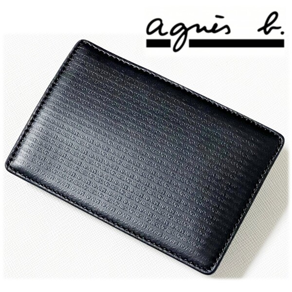 《agnes b. アニエスベー》箱付新品 ロゴ型押しレザー 窓付きパスケース 定期入れ ユニセックス S1764