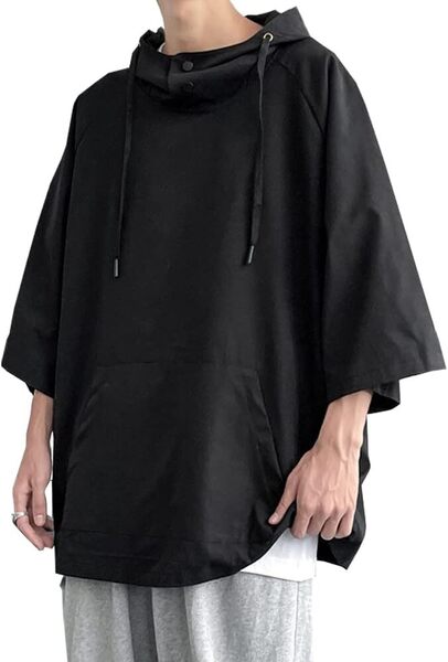 パーカー メンズ フード パーカー Tシャツ 夏服 七分袖 無地 2xl