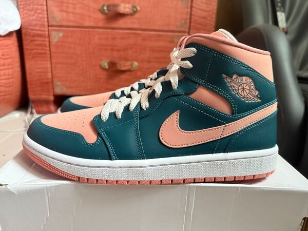 送料無料 新品未使用Nike Women's Air Jordan 1 Mid Dark Teal Green ナイキエアジョーダン1ミッド レアスニーカー ウィメンズ27cm