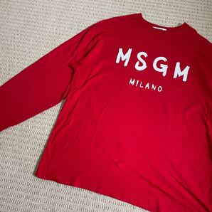 サイズL MSGM 長袖 Tシャツ 赤 フロント ロゴ