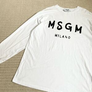 サイズL MSGM 長袖 Tシャツ 白 フロント ロゴ